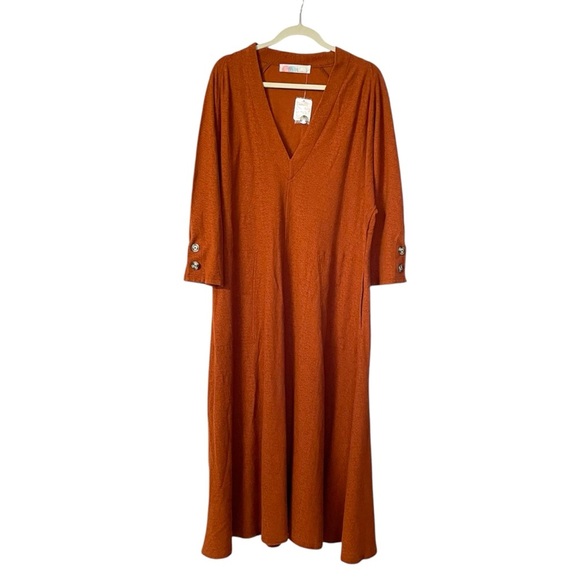 NWT Free People Beach Maxi Dress Rusty Orange Textured Large - Picture 1 of 10